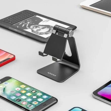 Aisens Soporte de Sobremesa Ajustable Tamaño M Negro para Móvil y Tablet